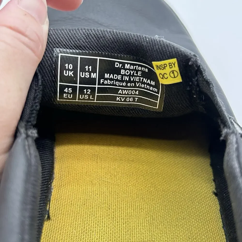 Dr. Martens Boyle Shoes Mens 11 Black Leather Slip On SoftWair Comfort Casual